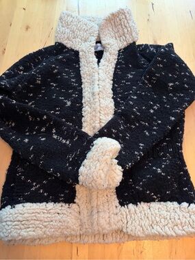 Cozy Wool Black & Cream Cardigan